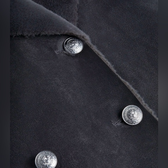 L'AGENCE Citron Maxi Coat - Vegan Shearling - Dark Grey - NWT - Picture 6 of 10